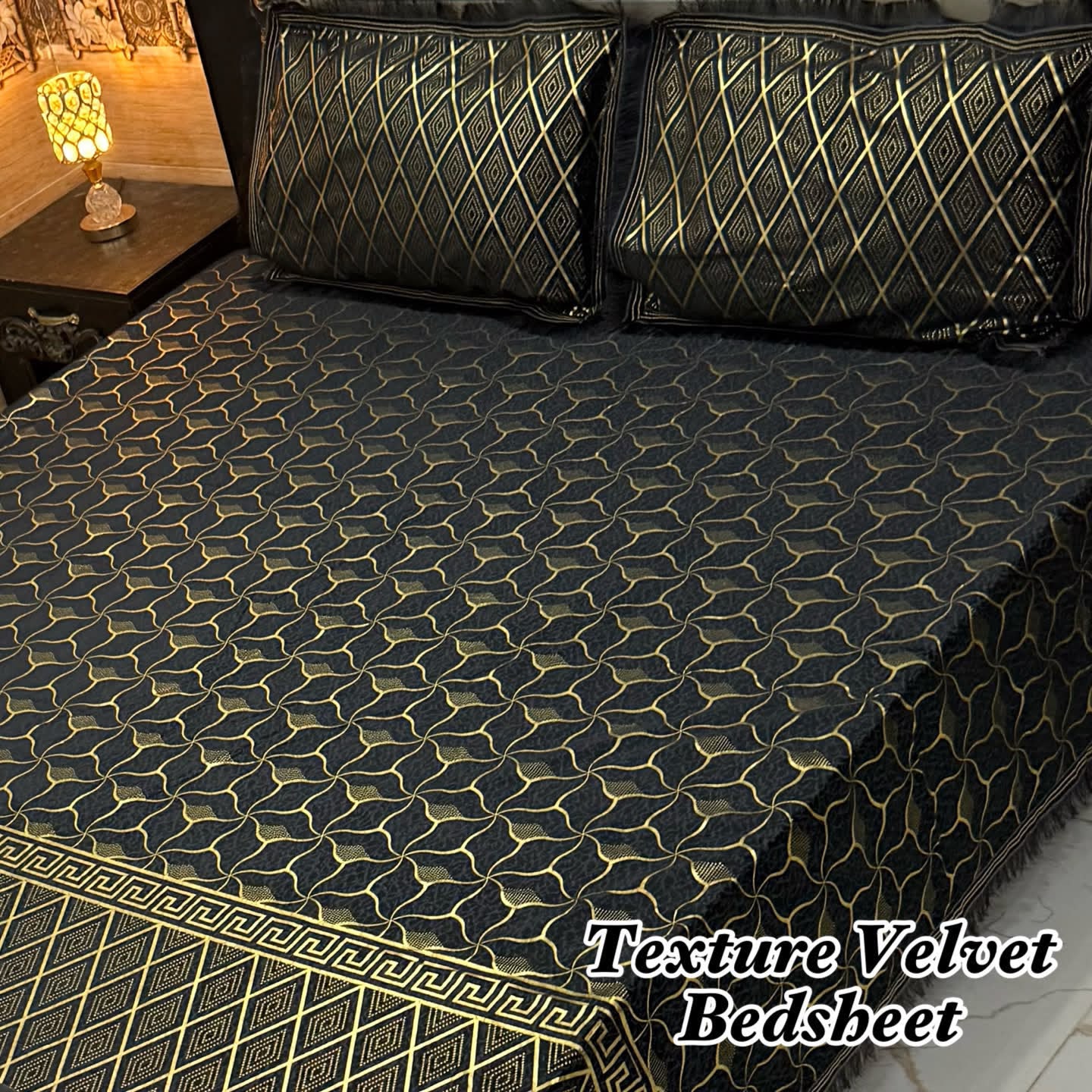 Premium Texture Velvet King Size Bedsheet Set | 3 Piece
