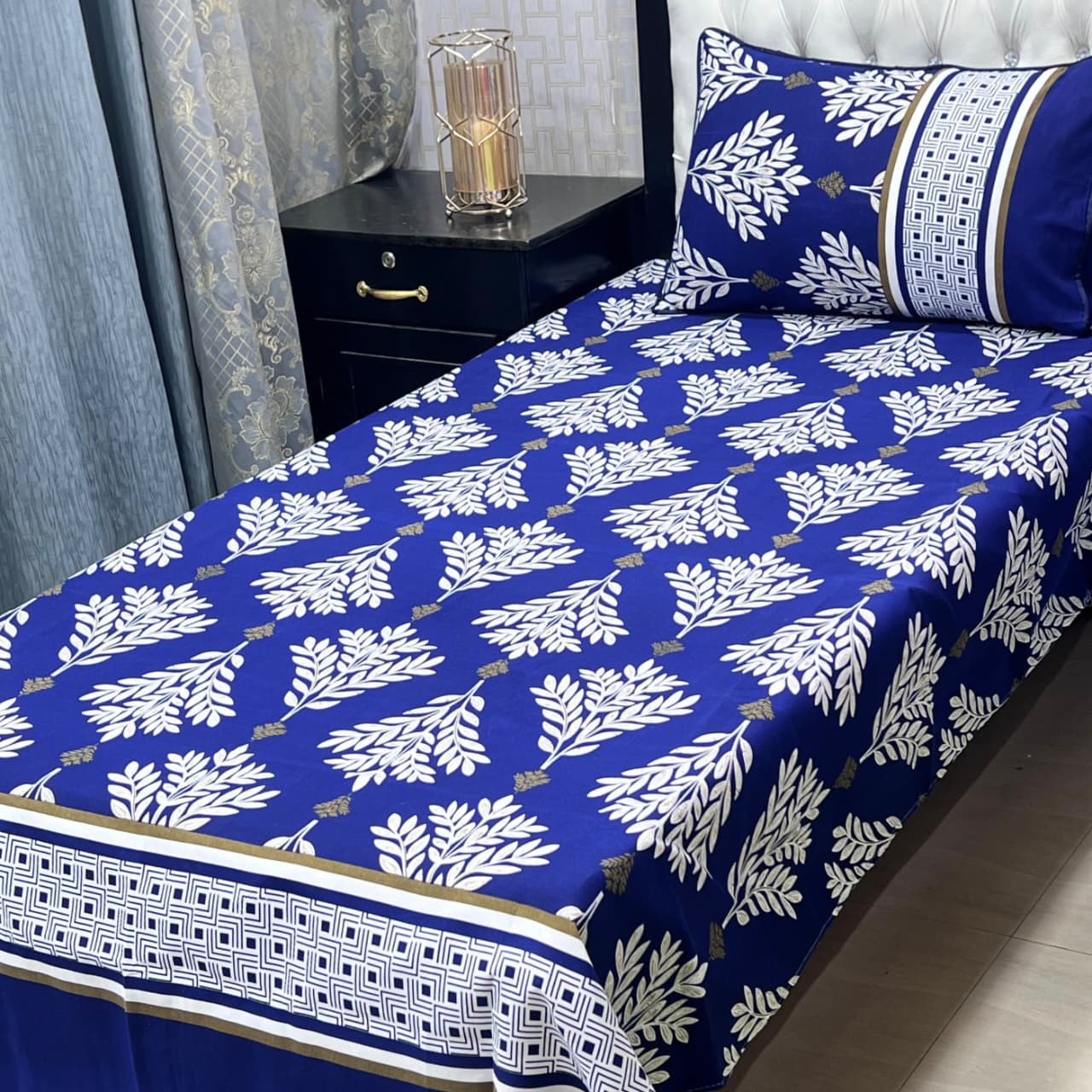 Premium 3D Crystal Cotton Single Bedsheet Set (2-Piece)
